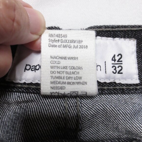4/$14 PAPER DENIM & CLOTH mens JEANS dark gray DENIM black SIZE 42/32 - Picture 6 of 10